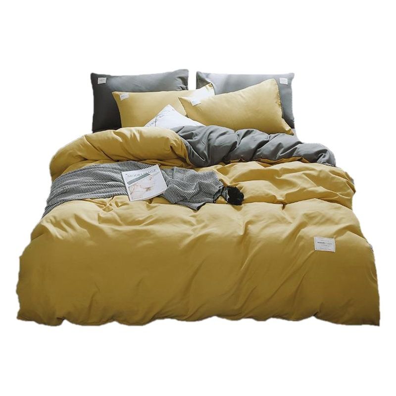 Qianjin Cotton Solid Color 4 Piece Bedding Set Khaki ☆ 1.5 m bed hat set] view 2