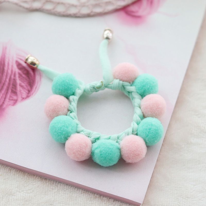 Cute Pet Fur Ball Collar for Cats and Dogs Mint Green All yards view 2