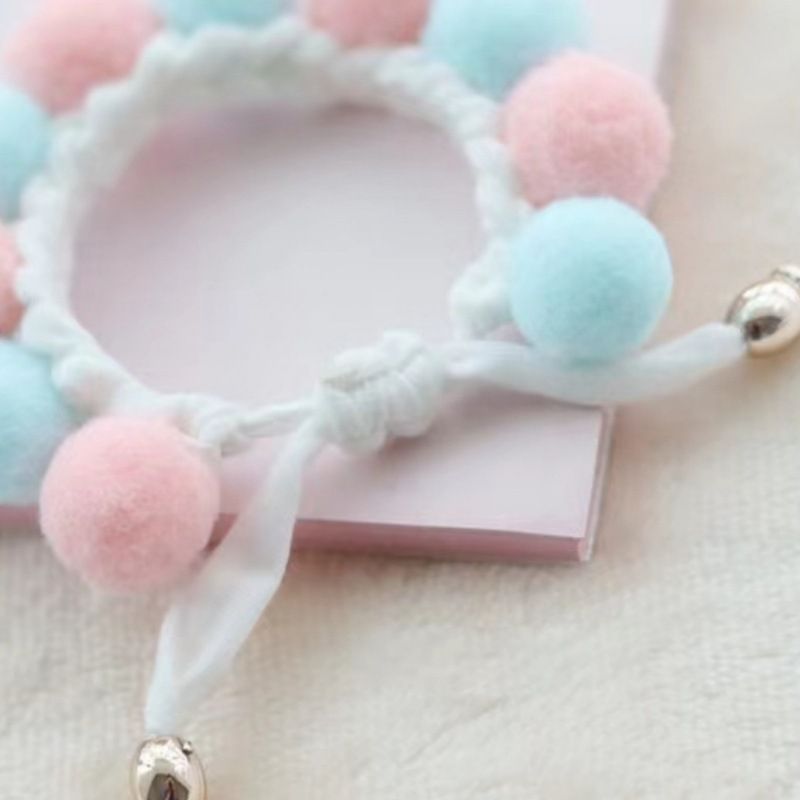 Cute Pet Fur Ball Collar for Cats and Dogs Mint Green All yards view 3
