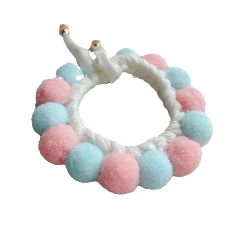 Cute Pet Fur Ball Collar for Cats and Dogs Mint Green All yards view 4