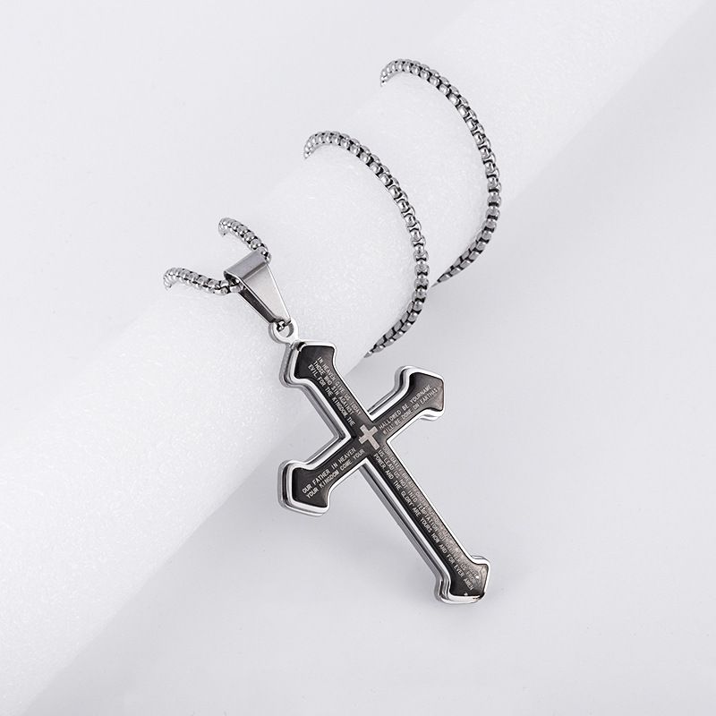 Puhai Stainless Steel Cross Necklace Silver Snake Bone Gold view 2