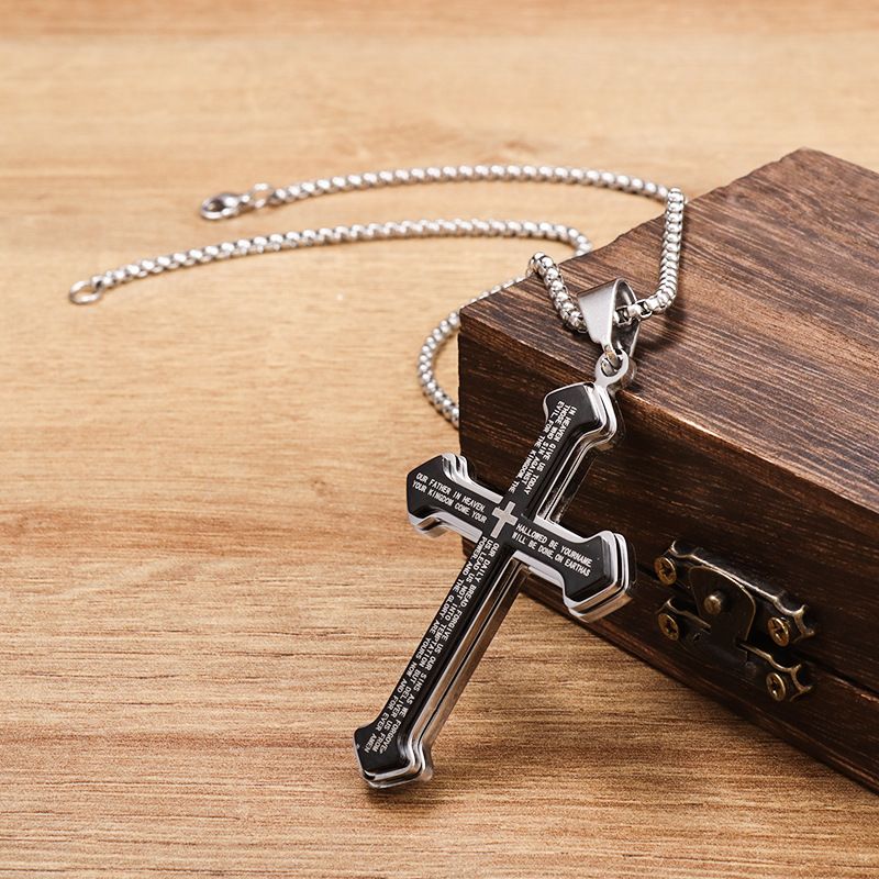 Puhai Stainless Steel Cross Necklace Silver Snake Bone Gold view 4