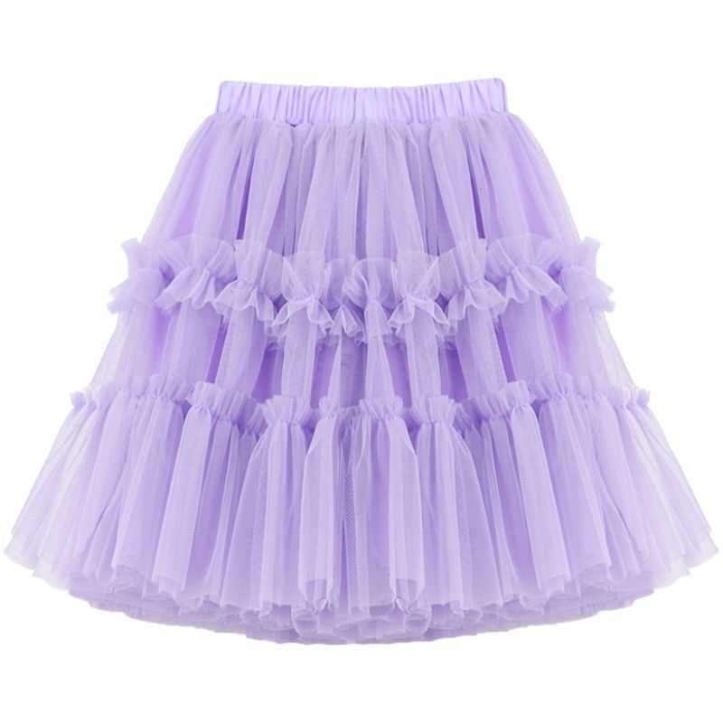 Girls Princess Skirt Polyester Ruffled Summer Black 140cm view 3