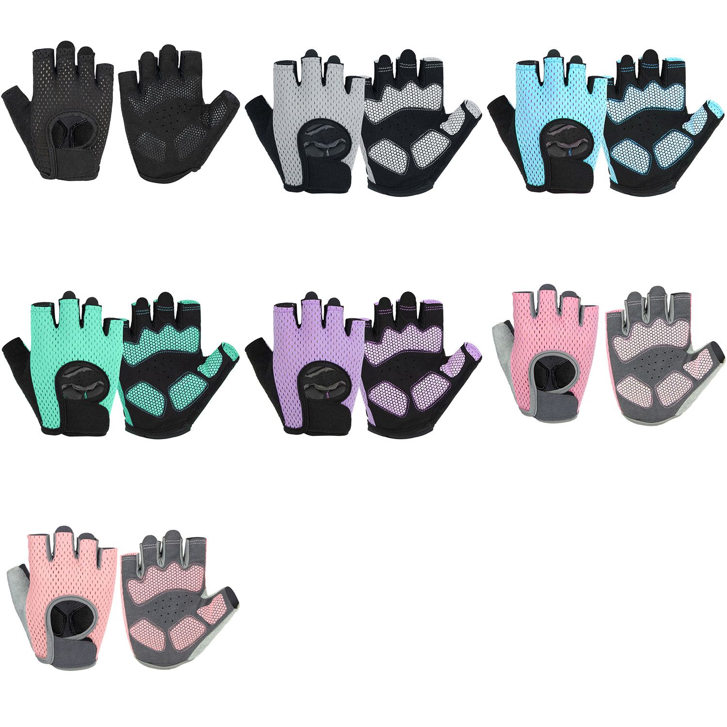 MKAS Men Women Half Finger Cycling Gloves Polyester Black Foundation 1-2040 view 2