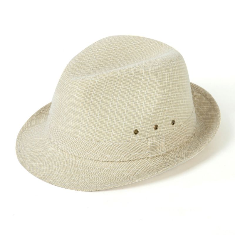 Men's Linen Top Hat Summer Dome Curled Brim Hong Kong and Macao Ma Light Grey 60# view 7