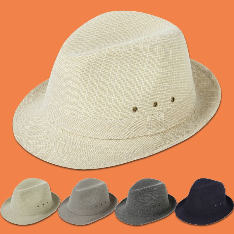 Men's Linen Top Hat Summer Dome Curled Brim Hong Kong and Macao hemp cyan 59# view 3