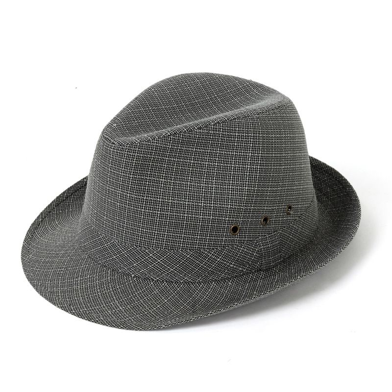 Men's Linen Top Hat Summer Dome Curled Brim Hong Kong and Macao hemp deep gray 59#