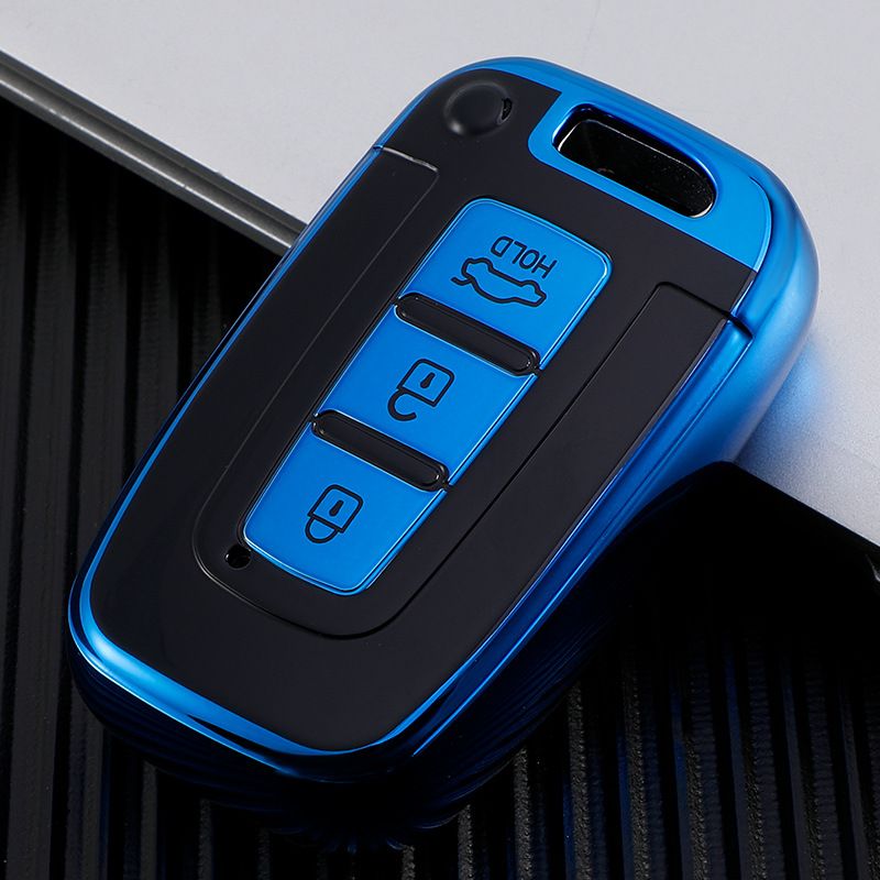 Morning Twilight Car Key Cover for Hyundai Kia TPU Charm Blue view 4