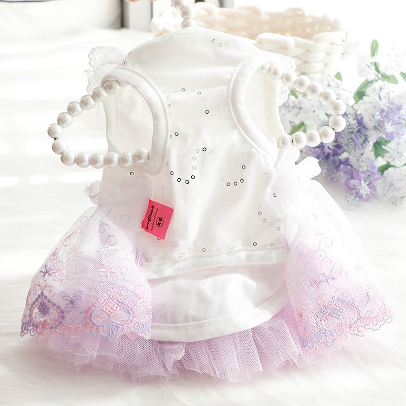 Accope Pet Dress Cotton Princess Style Summer Purple pink L view 5