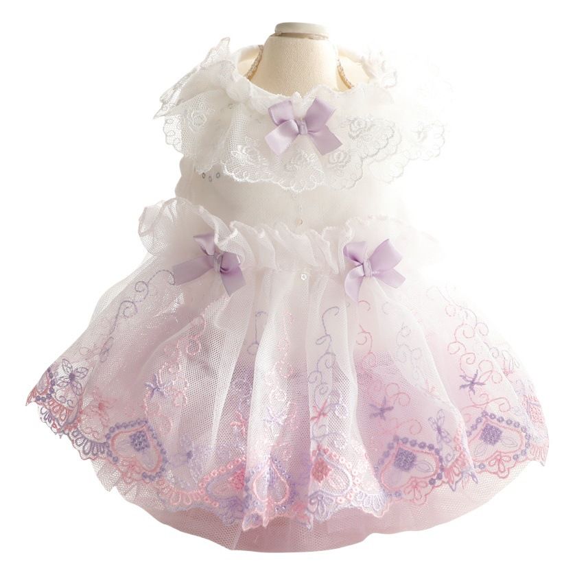 Accope Pet Dress Cotton Princess Style Summer Orange pink XL — image 1