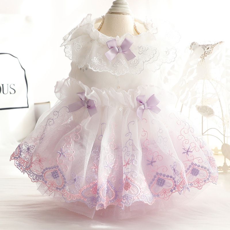 Accope Pet Dress Cotton Princess Style Summer Purple pink XL view 3