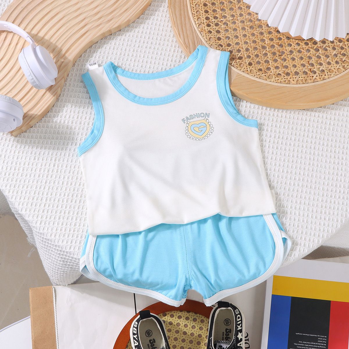 Happy Child Companion Boys Girls Summer 2pc Set Modal [cream apricot]] 110cm view 4