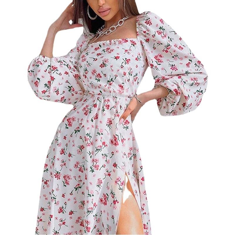 Hong Hao Women Printed Backless Long Dress Spring 2026 White Size: S view 2