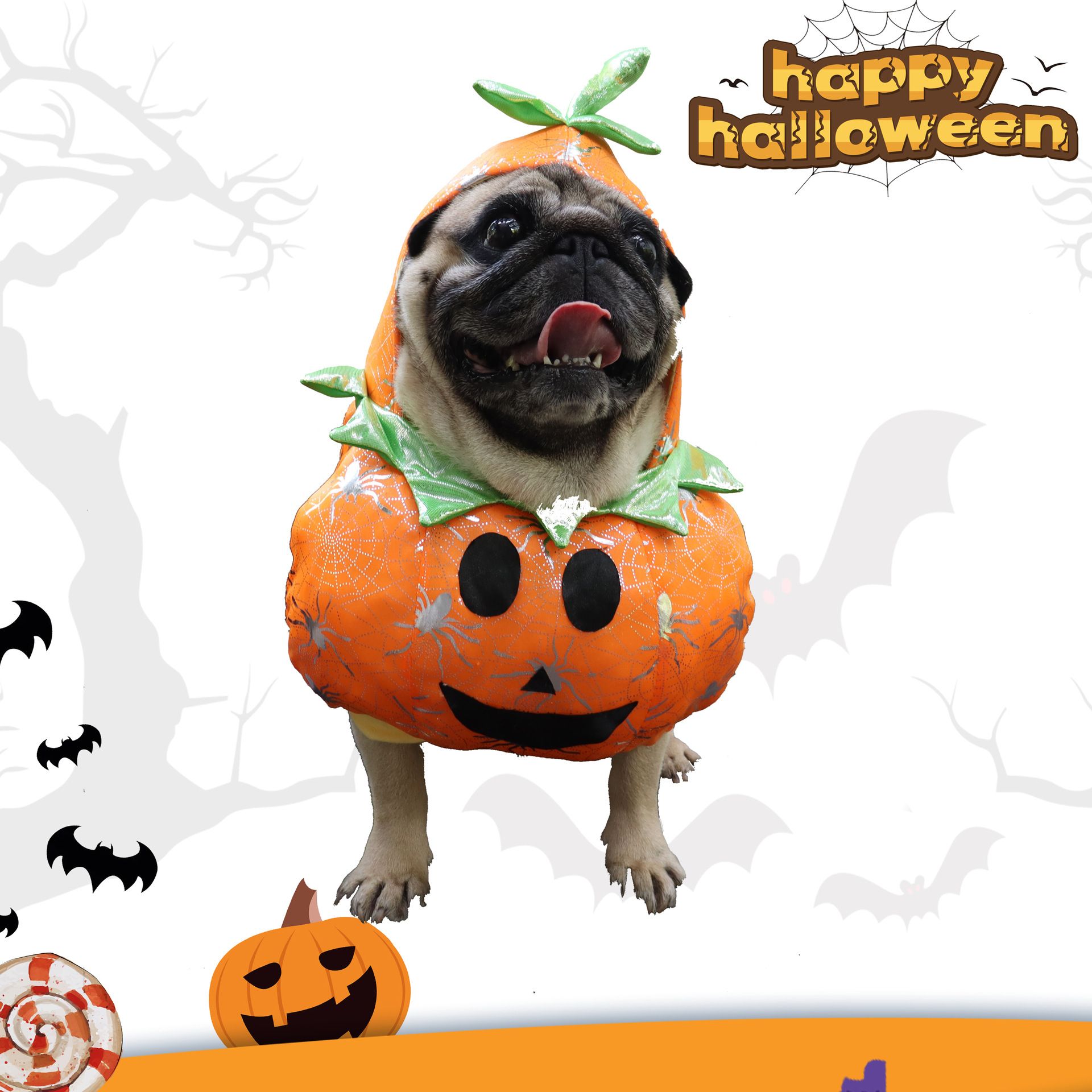 Pet Transformation Outfit Pumpkin Stand Up Dog Cat Cloth M view 2