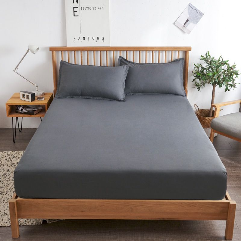 Cotton Mattress Cover Non Slip Bed Sheet Dark gray 150*190cm standard
