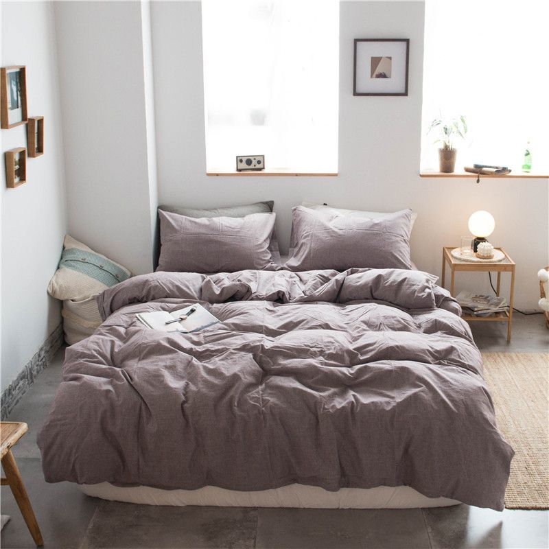 Cotton 4 Piece Set Modern Minimalist White Bed sheet kit_1.2m bed-quilt cover — image 1