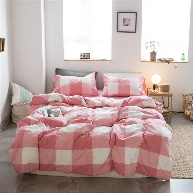 Cotton 4 Piece Set Modern Minimalist White Bed sheet kit_1.8m bed-quilt cover — image 1