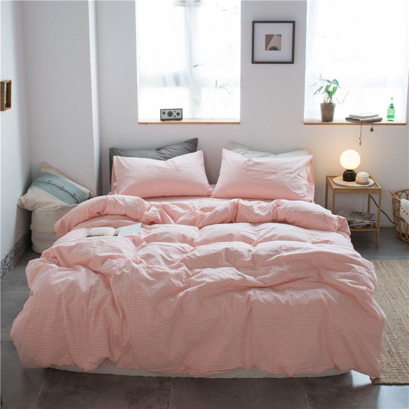 Cotton 4 Piece Set Modern Minimalist White Bed sheet kit_1.8m bed-quilt cover — image 1