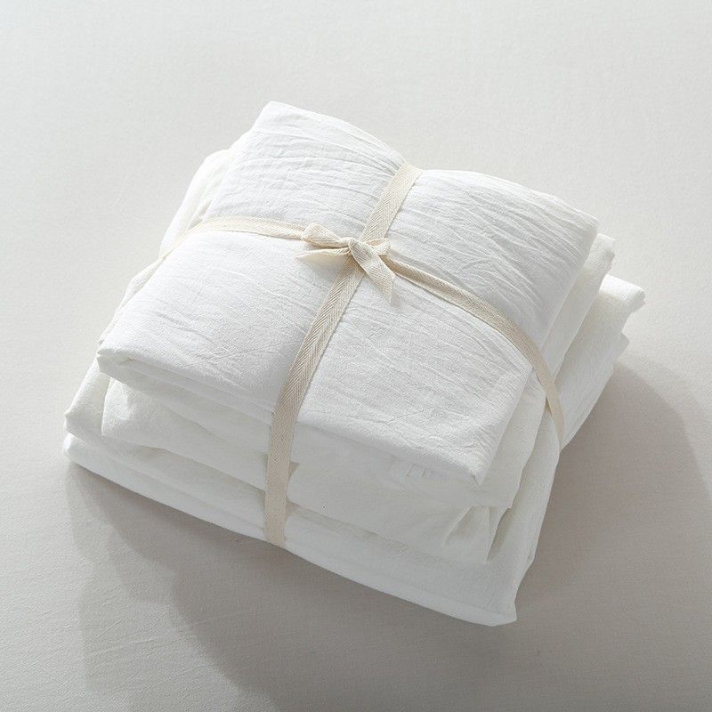Cotton 4 Piece Set Modern Minimalist White Bed sheet kit_1.5m bed-quilt cover view 3