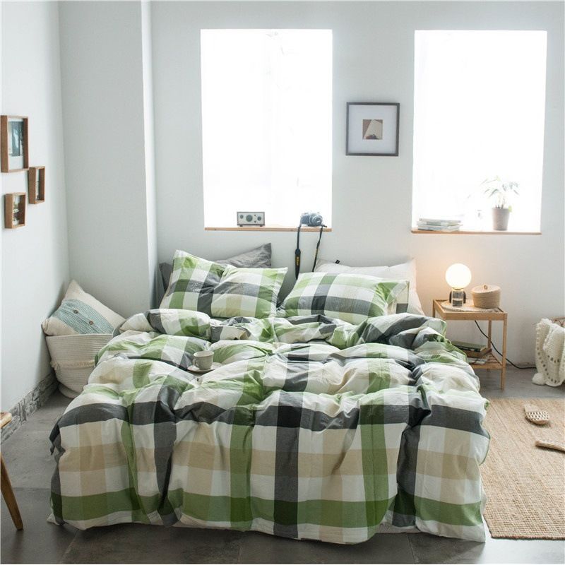 Cotton 4 Piece Set Modern Minimalist White Bed sheet kit_1.8m bed-quilt cover — image 1