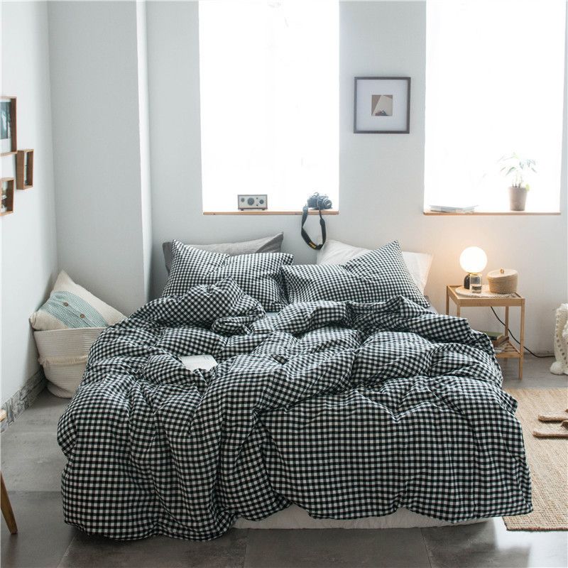 Cotton 4 Piece Set Modern Minimalist White Bed sheet kit_1.2m bed-quilt cover — image 1