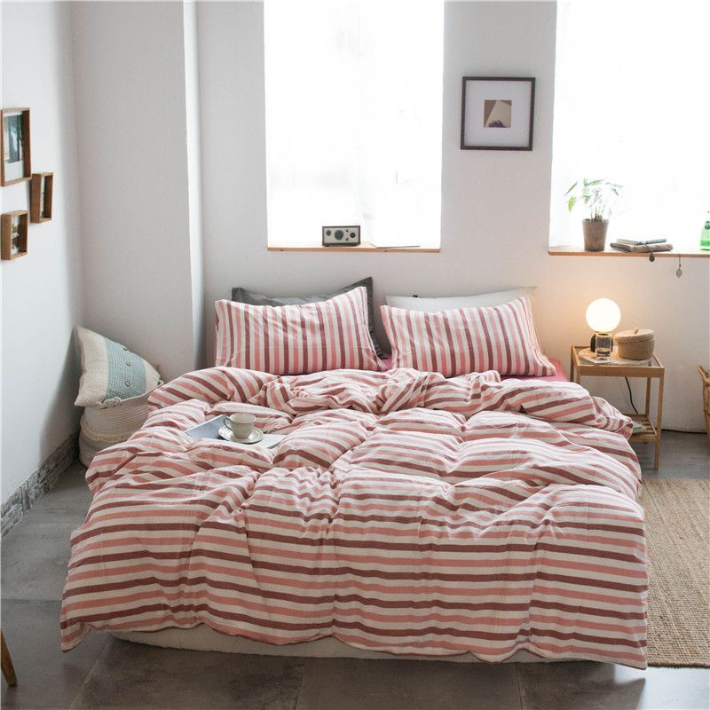 Cotton 4 Piece Set Modern Minimalist White Bed hat kit_1.5m bed-quilt cover — image 1