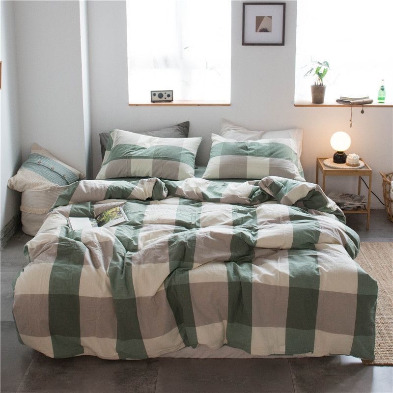 Cotton 4 Piece Set Modern Minimalist White Bed hat kit_1.5m bed-quilt cover — image 1