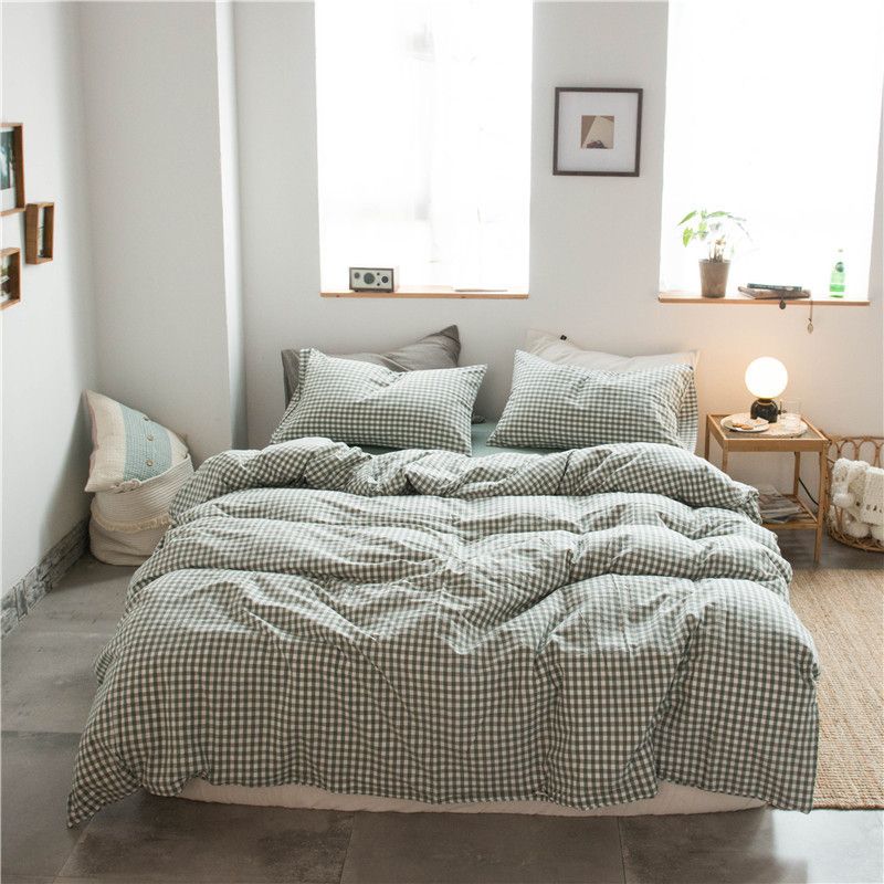 Cotton 4 Piece Set Modern Minimalist White Bed sheet kit_1.2m bed-quilt cover — image 1