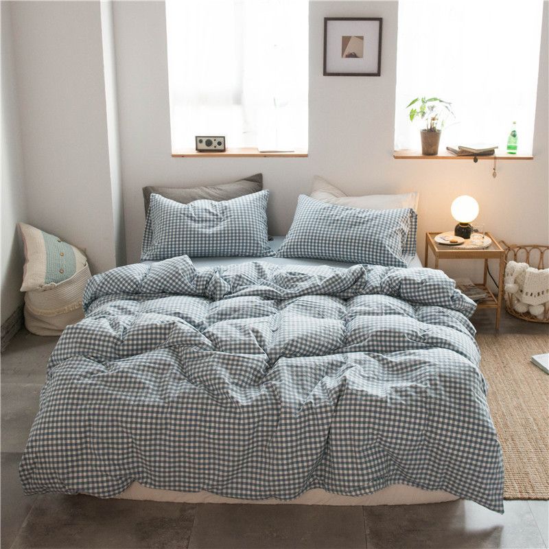 Cotton 4 Piece Set Modern Minimalist White Bed sheet kit_1.8m bed-quilt cover — image 1