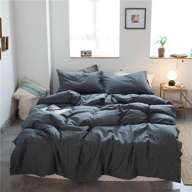 Cotton 4 Piece Set Modern Minimalist White Bed sheet kit_1.8m bed-quilt cover — image 1