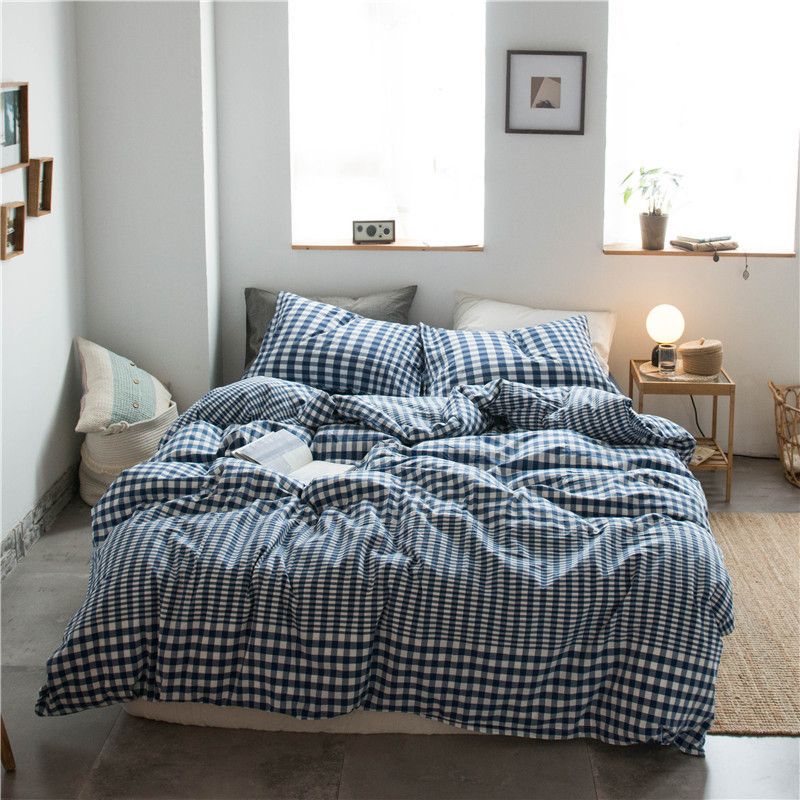 Cotton 4 Piece Set Modern Minimalist White Bed sheet kit_1.5m bed-quilt cover — image 1