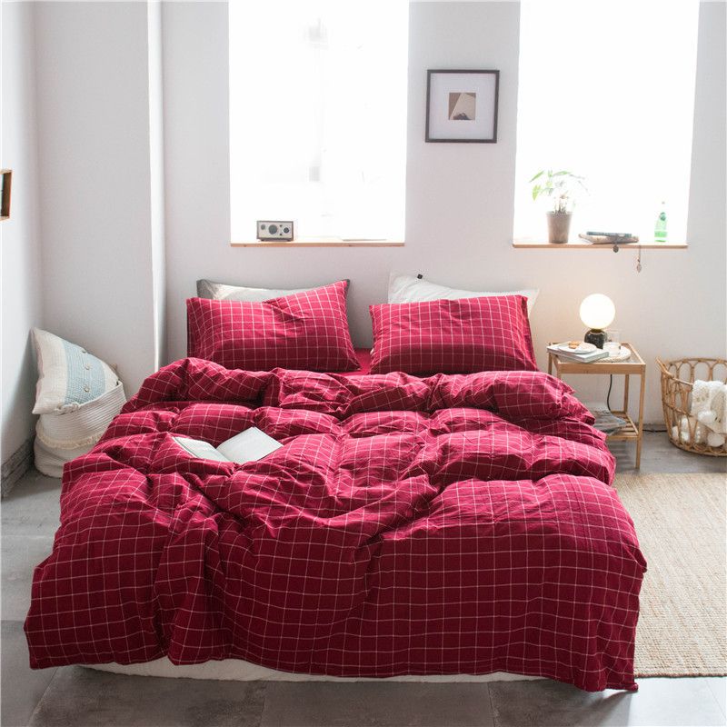 Cotton 4 Piece Set Modern Minimalist White Bed sheet kit_1.8m bed-quilt cover — image 1