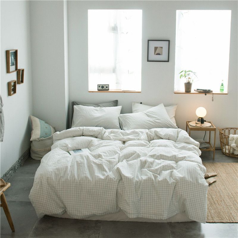 Cotton 4 Piece Set Modern Minimalist White 1.8m bed-increase quilt cover 220x — image 1