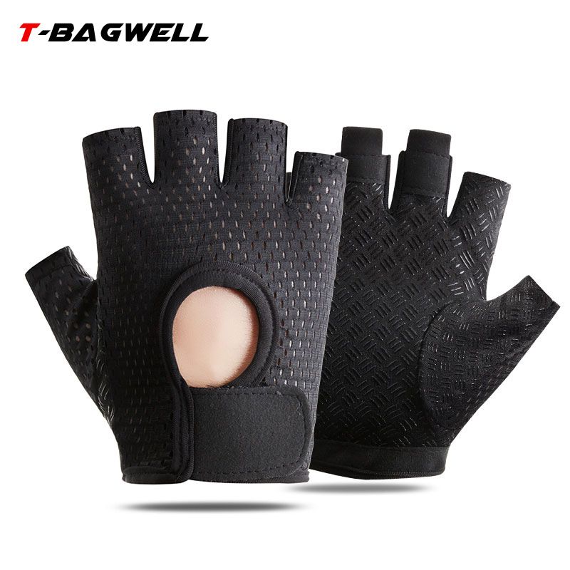 T-BAGWELL Cycling Gloves Half Finger Anti-slip B half finger black view 3