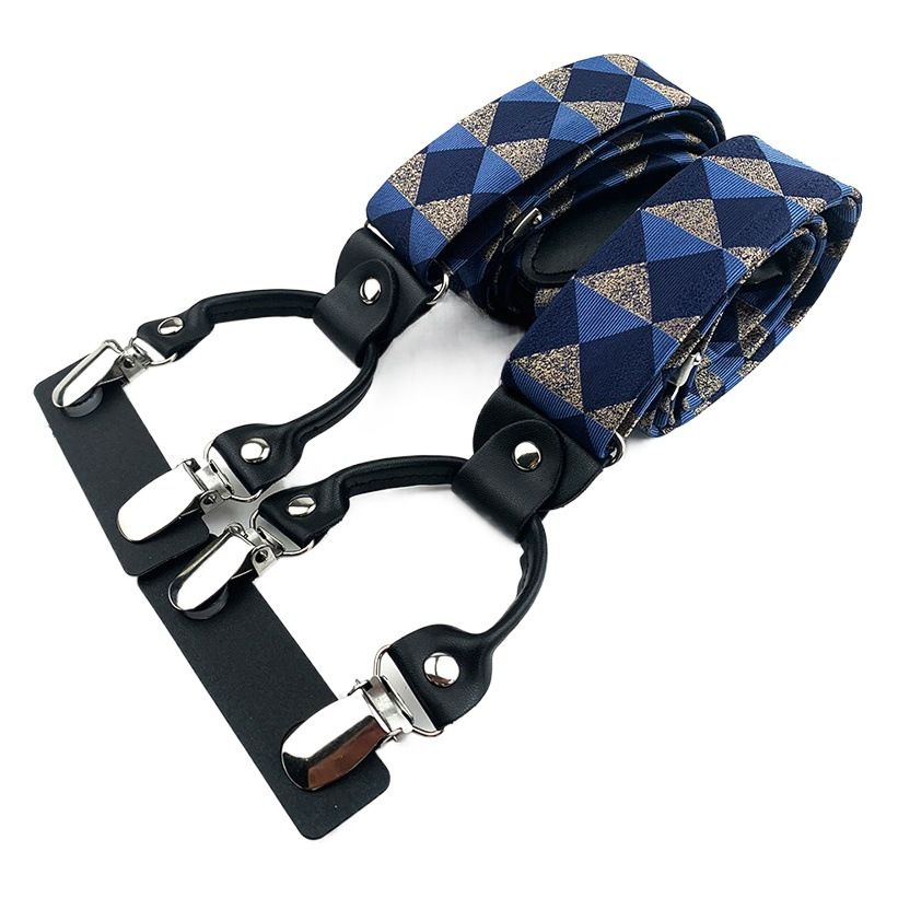 Men Adjustable Elastic Suspenders 6 Clips Polyester... BD-A3 — image 1