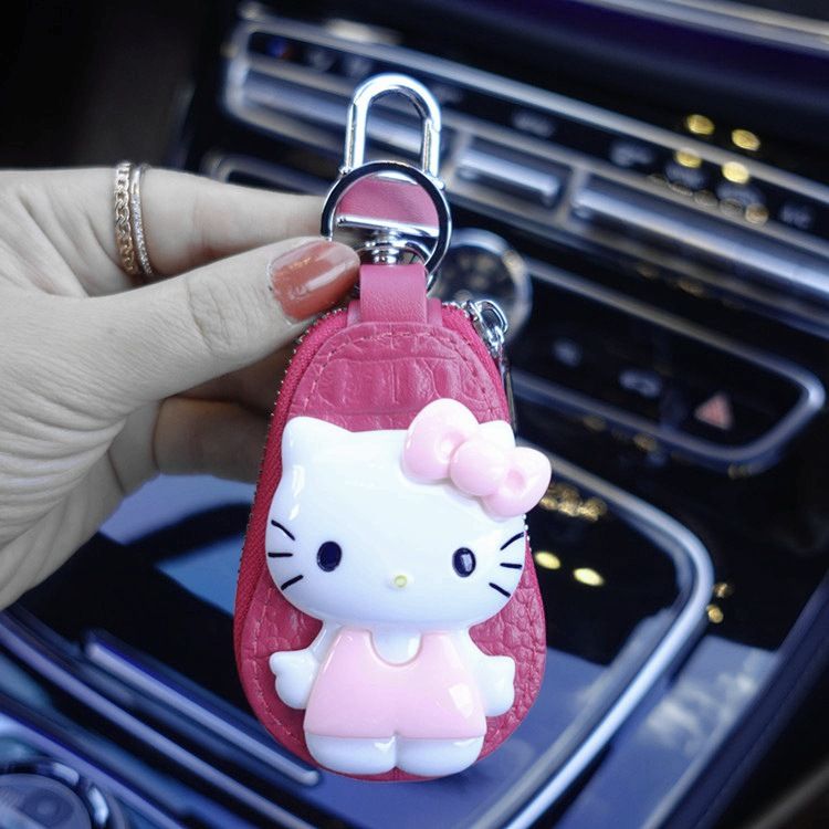 Cartoon Key Bag for Kia Lexus Black Red Laughing Ding Dang Cat view 5