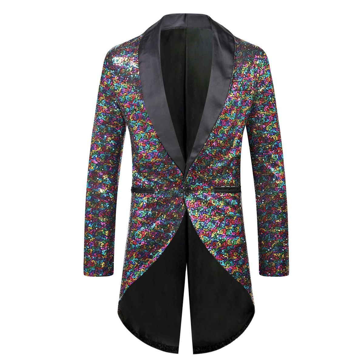 Men Sequin Suit One Button Casual Polyester Purple XL view 5