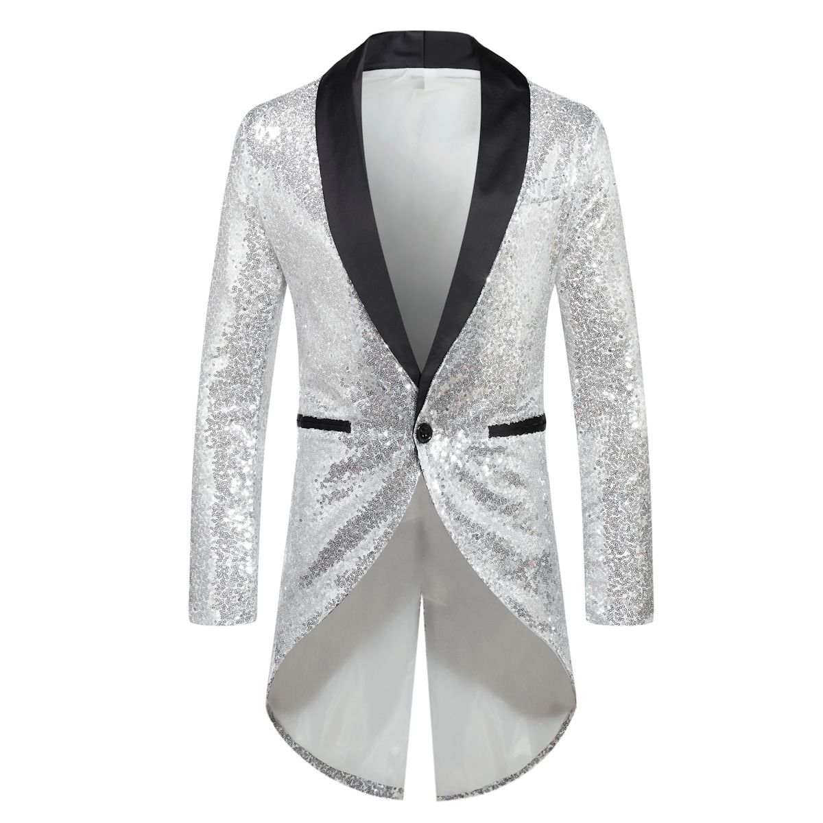 Men Sequin Suit One Button Casual Polyester Purple XL view 6