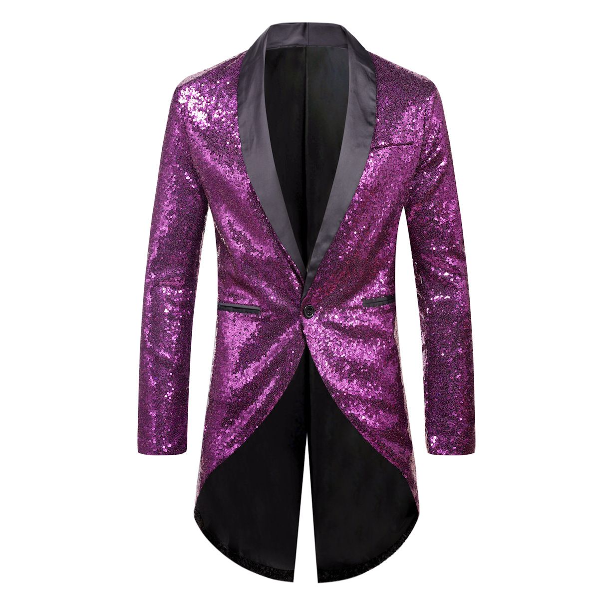 Men Sequin Suit One Button Casual Polyester Purple XL view 7
