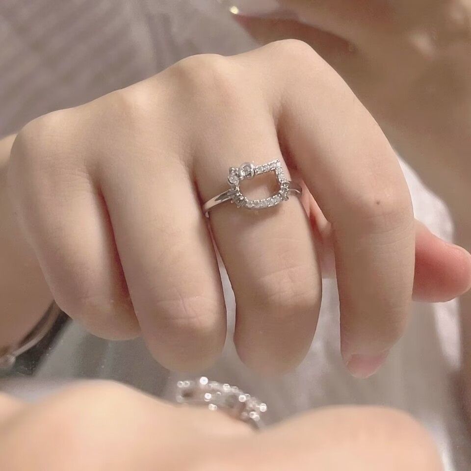 KT Cat Ring Alloy Korean Style Jewelry M97 [KT cat ring]] view 2
