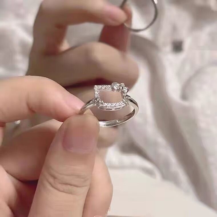 KT Cat Ring Alloy Korean Style Jewelry M97 [KT cat ring]] view 3