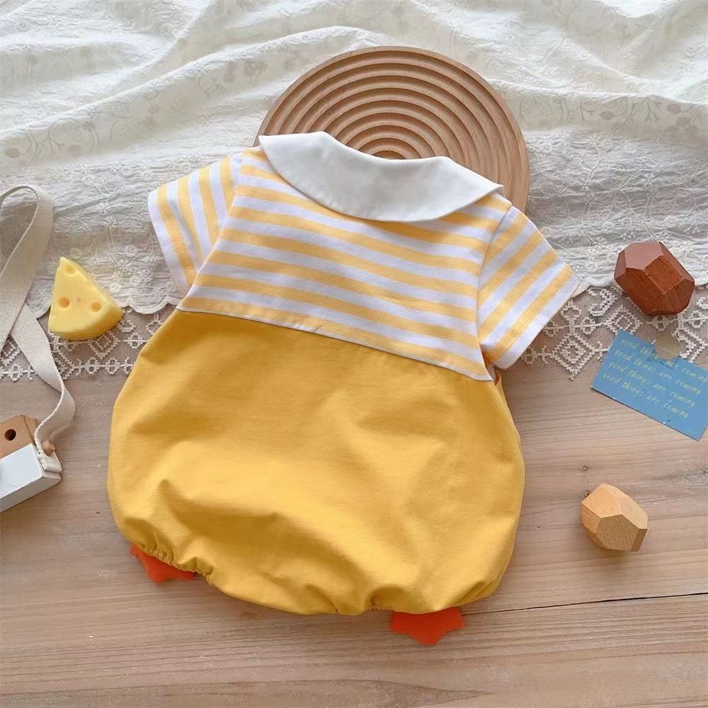 Baby Cotton Short Sleeve Summer Onesie 66cm Green [lapel fish frog bag fart]] 73CM view 6