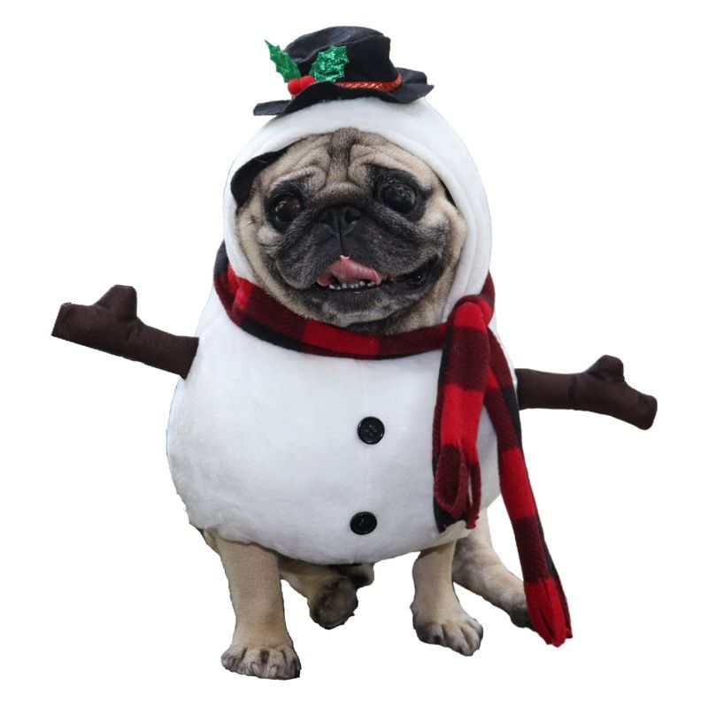 Pet Snowman Costume Odd Pet Transformation Outfit Cloth Snowman Stand-up view 2