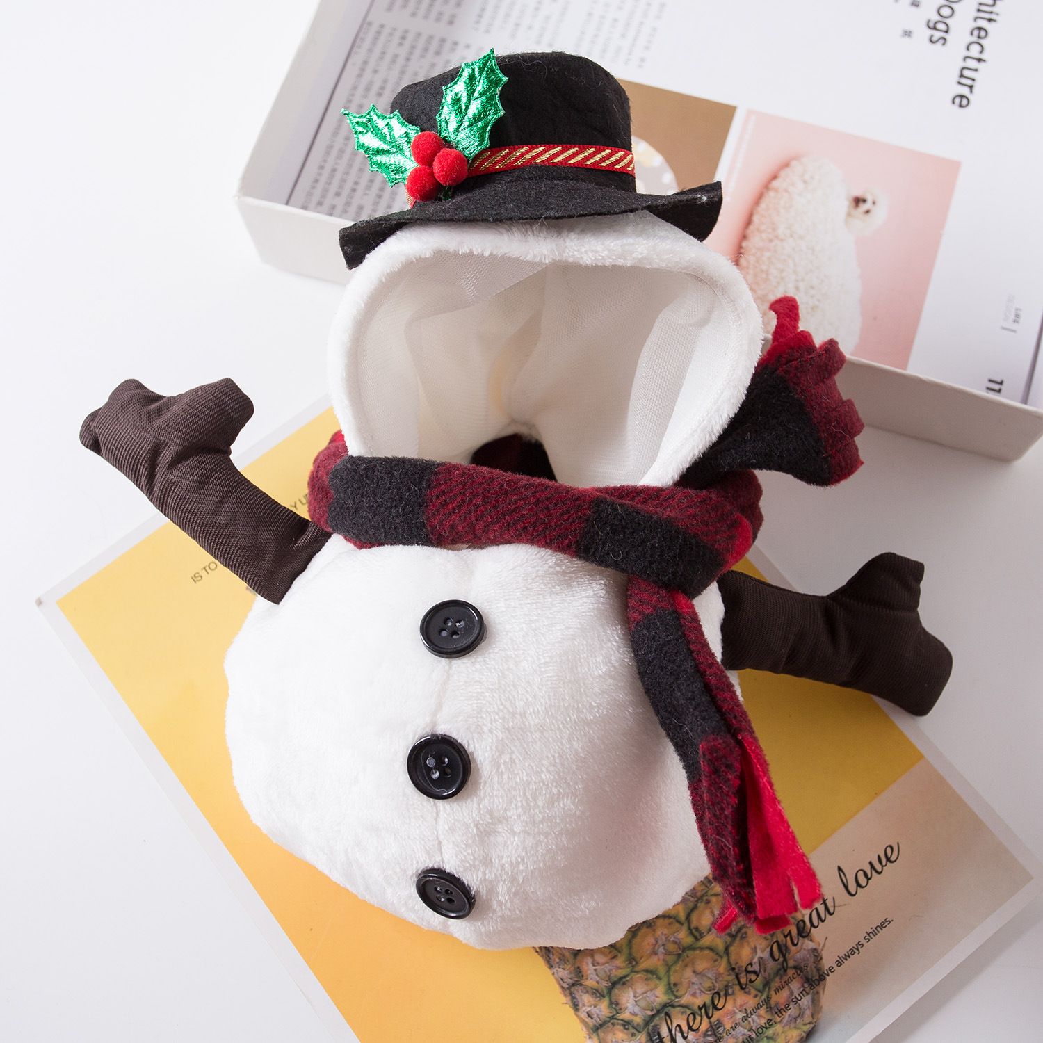 Pet Snowman Costume Odd Pet Transformation Outfit Cloth Snowman Stand-up L view 5