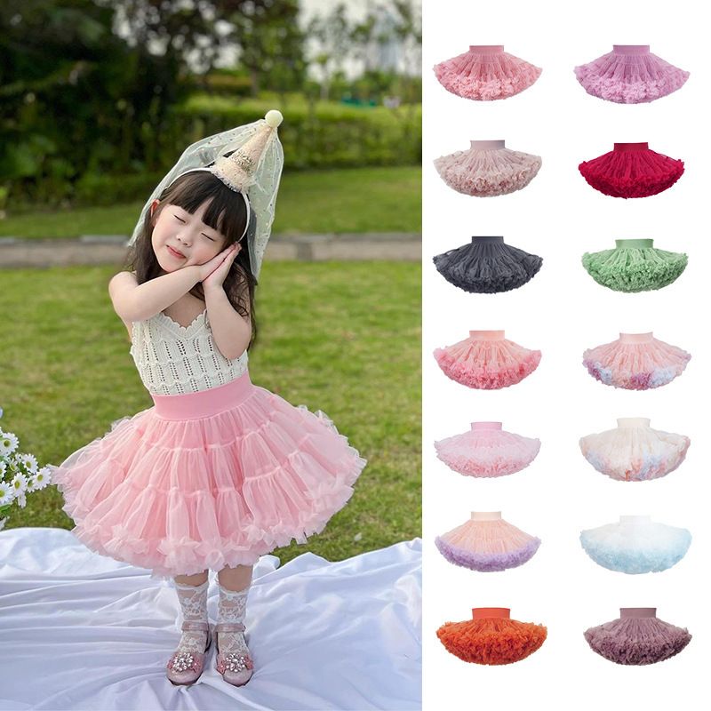 tutuoclock Girls Sweet Princess Nylon Mesh Cake Skirt Sakura Powder 100cm view 2