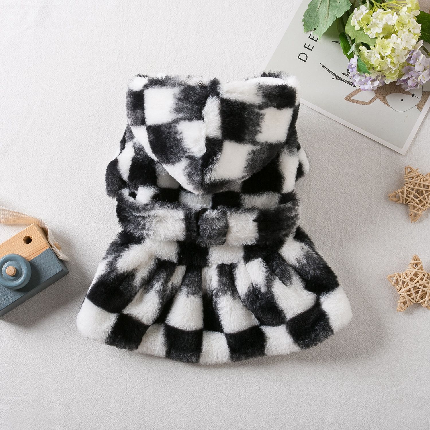 Pet Dog Cat Dress Checkerboard Plaid Cloth Checkerboard Dress Red S view 4