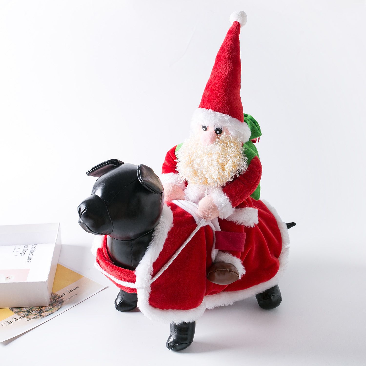 Pet Dog Christmas Costume Santa Riding Cloth Odd Pet S Old Man with White Beard view 3