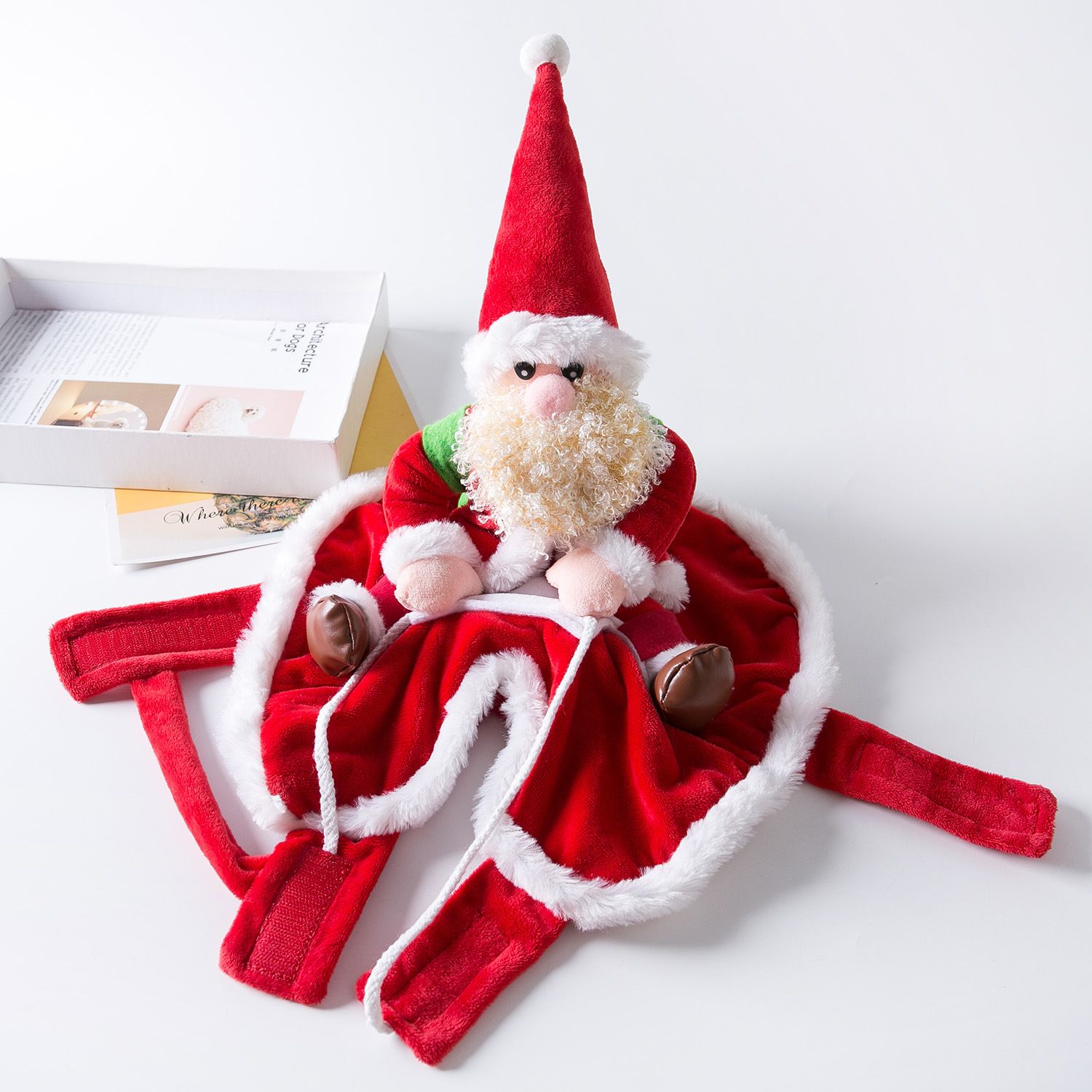 Pet Dog Christmas Costume Santa Riding Cloth Odd Pet S Old Man with White Beard — image 1