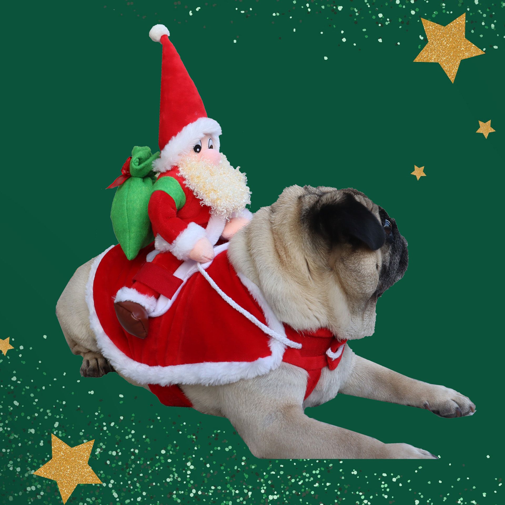 Pet Dog Christmas Costume Santa Riding Cloth Odd Pet S Old Man with White Beard XL view 2
