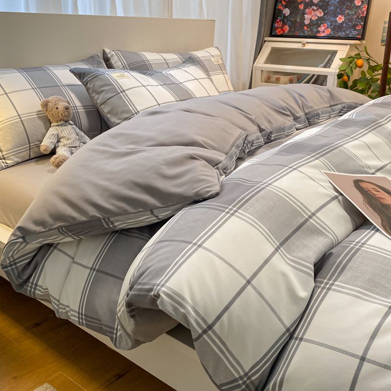 Qianjin Cotton Solid Color 4 Piece Bedding Set California Big Gray ☆ 1.5 m bed — image 1
